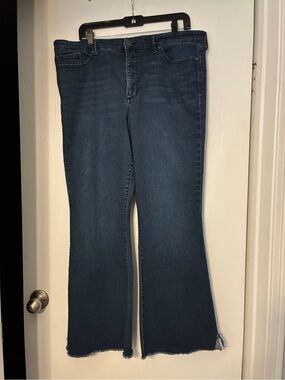 Sophia Vergara 18w Flare “Melissa” Women's Dark Blue Raw-Hem Jeans